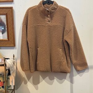 Time and Tru Camel Teddy Fleece Pullover Jacket